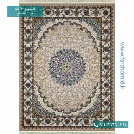 فرش ماشینی 700 شانه ۸ رنگ اصل هلیا نسکافه ای قالی کشمیر