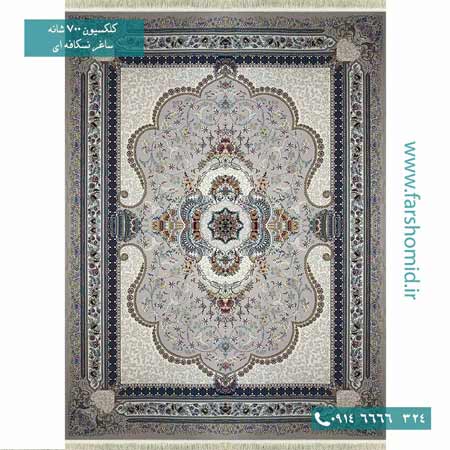 فرش ماشینی 700 شانه ۸ رنگ اصل ساغر نسکافه ای قالی کشمیر