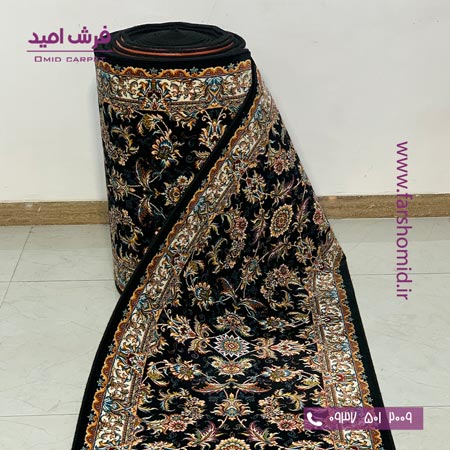 فرش کناره و فرش پله 700 شانه صبا افشان تبریز سرمه ای فرش هستی