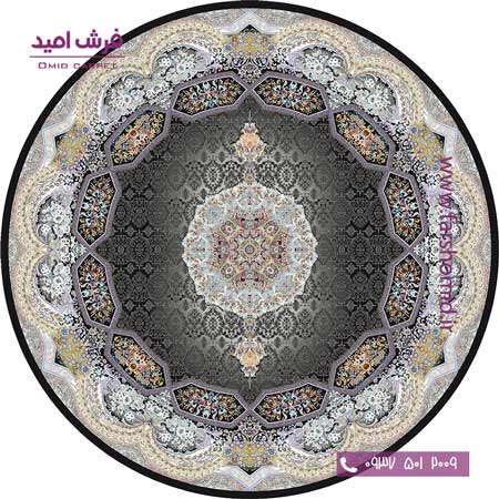 فرش ماشینی دایره 1200 شانه 8 رنگ هالیدی مشکی قالی کشمیر