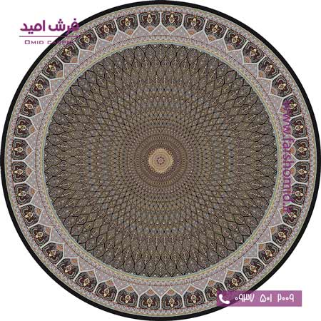 فرش ماشینی دایره 1200 شانه 8 رنگ گنبد مشکی قالی کشمیر