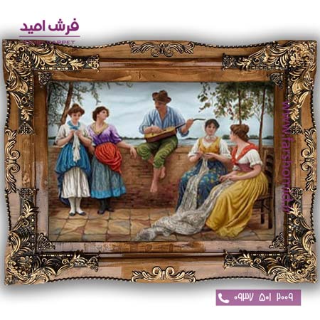 تابلو فرش ماشینی طرح تابلو نقاشی فرانسوی کد 2282 فرشان