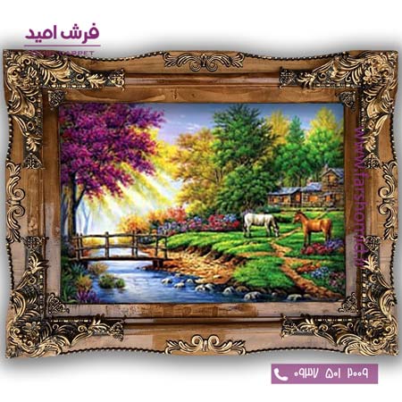 تابلو فرش ماشینی طرح تابلو نقاشی منظره کد 4002 فرشان
