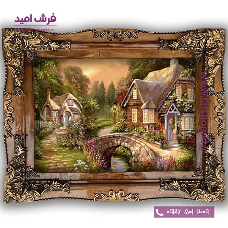 تابلو فرش ماشینی طرح تابلو نقاشی منظره کد 4037 فرشان