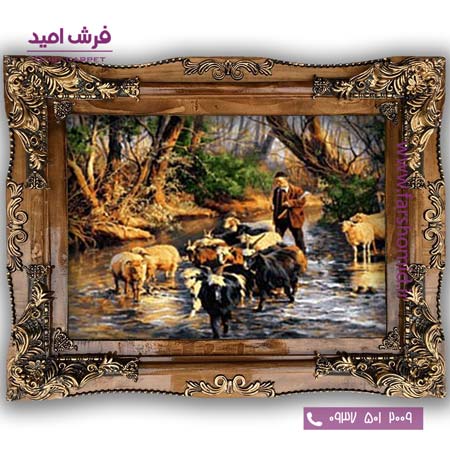 تابلو فرش ماشینی طرح تابلو نقاشی منظره کد 4042 فرشان