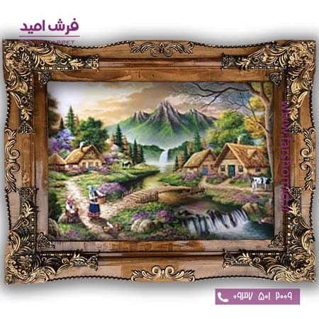 تابلو فرش ماشینی طرح تابلو نقاشی منظره کد 4046 فرشان