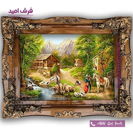 تابلو فرش ماشینی طرح تابلو نقاشی منظره کد 4047 فرشان