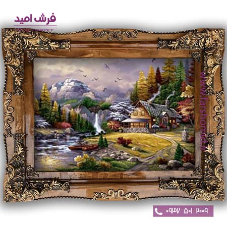 تابلو فرش ماشینی طرح تابلو نقاشی منظره کد 4050 فرشان