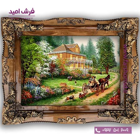 تابلو فرش ماشینی طرح تابلو نقاشی منظره کد 4053 فرشان
