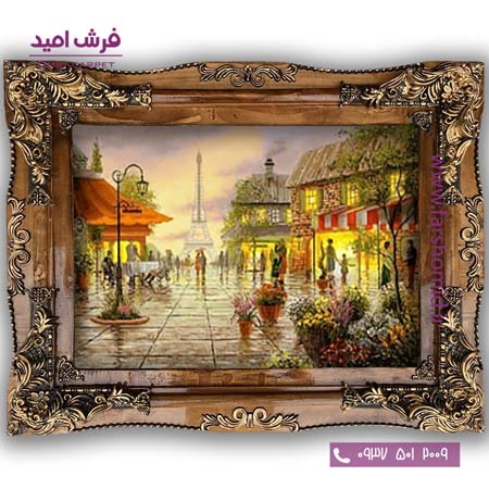 تابلو فرش ماشینی طرح تابلو نقاشی منظره کد 4057 فرشان