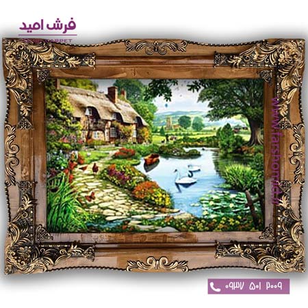 تابلو فرش ماشینی طرح تابلو نقاشی منظره کد 4062 فرشان