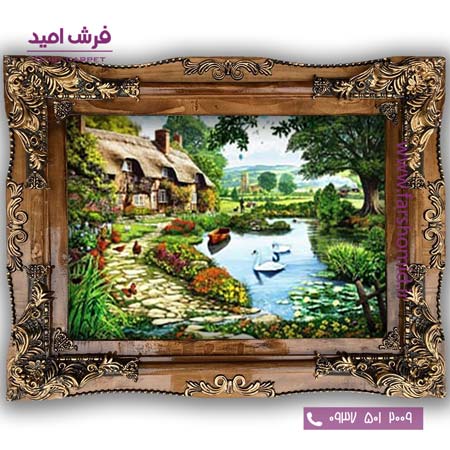 تابلو فرش ماشینی طرح تابلو نقاشی منظره کد 4067 فرشان