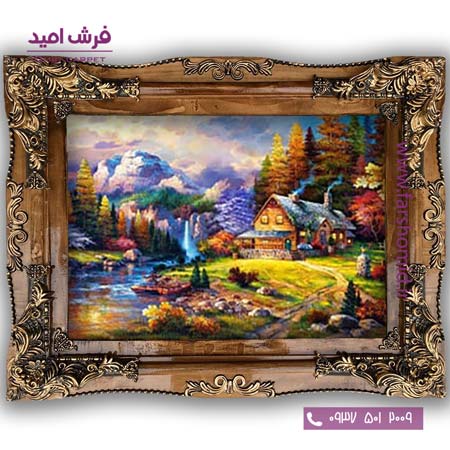 تابلو فرش ماشینی طرح تابلو نقاشی منظره کد 4071 فرشان