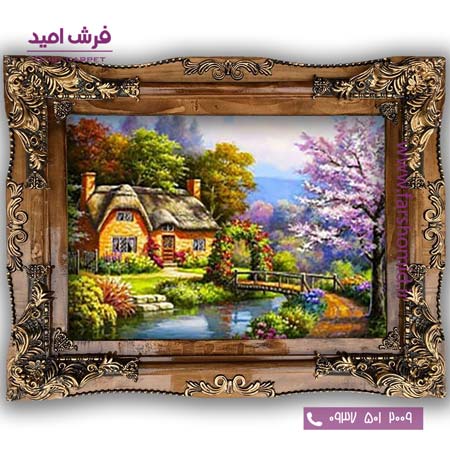 تابلو فرش ماشینی طرح تابلو نقاشی منظره کد 4072 فرشان