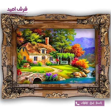 تابلو فرش ماشینی طرح تابلو نقاشی منظره کد 4080 فرشان