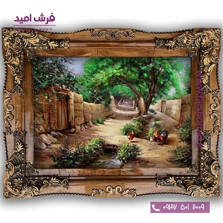 تابلو فرش ماشینی طرح تابلو نقاشی منظره کد 4087 فرشان