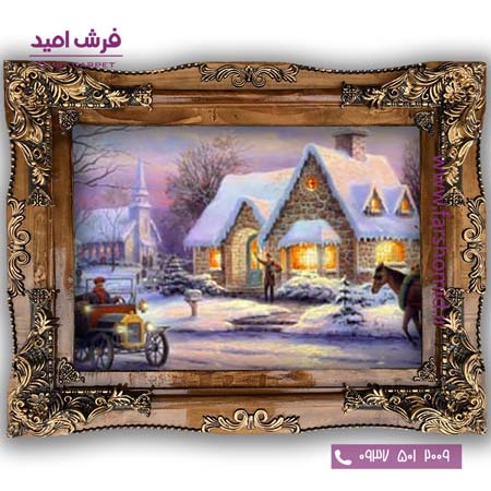 تابلو فرش ماشینی طرح تابلو نقاشی منظره کد 4120 فرشان