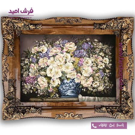 تابلو فرش ماشینی طرح تابلو سبد گل کد 5012 فرشان