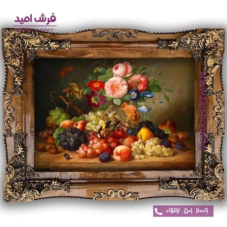 تابلو فرش ماشینی طرح تابلو سبد گل کد 5013 فرشان