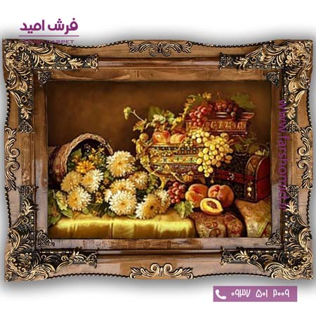 تابلو فرش ماشینی طرح تابلو سبد گل کد 501۴ فرشان
