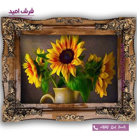 تابلو فرش ماشینی طرح تابلو سبد گل کد 5019 فرشان