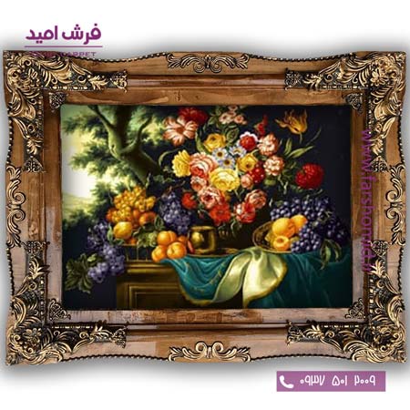 تابلو فرش ماشینی طرح تابلو سبد گل کد 5020 فرشان