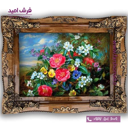 تابلو فرش ماشینی طرح تابلو سبد گل کد 5024 فرشان