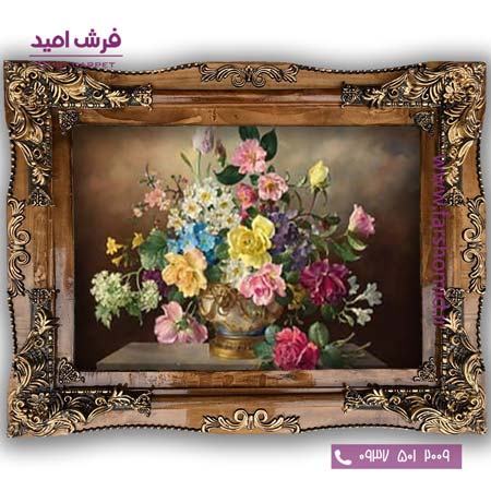 تابلو فرش ماشینی طرح تابلو سبد گل کد 5025 فرشان