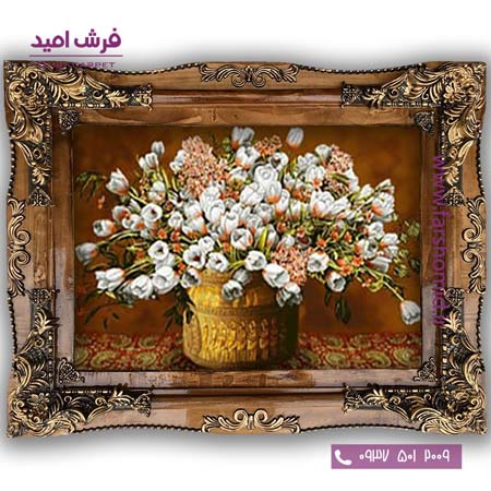 تابلو فرش ماشینی طرح تابلو سبد گل کد 5083 فرشان