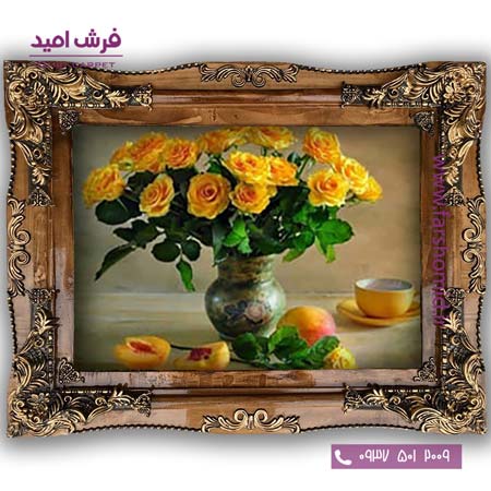 تابلو فرش ماشینی طرح تابلو سبد گل کد 5089 فرشان