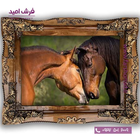 تابلو فرش ماشینی طرح حیوانات اسب قهوه ای کد 6033 فرشان