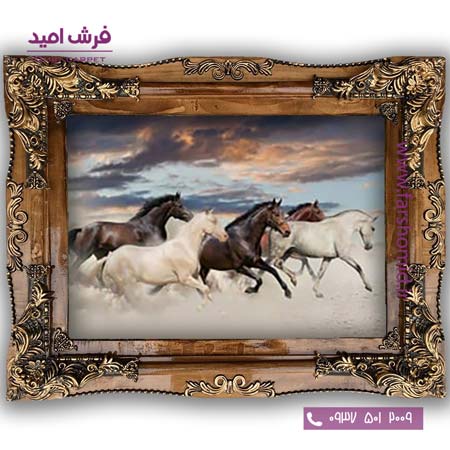 تابلو فرش ماشینی طرح حیوانات گله اسب ها کد 603۵ فرشان