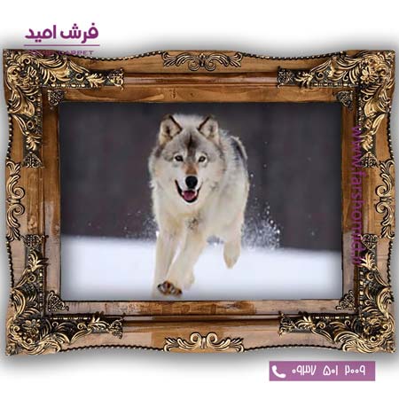 تابلو فرش ماشینی طرح حیوانات گرگ کد 6041 فرشان