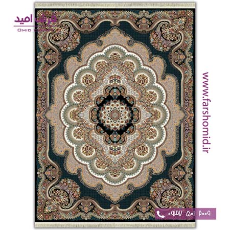 فرش ماشینی 700 شانه 8 رنگ طرح 807 باغ ملک سرمه ای آرشام