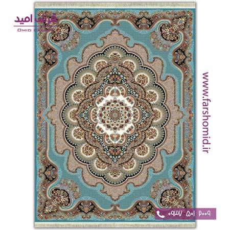 فرش ماشینی 700 شانه 8 رنگ طرح 807 باغ ملک فیروزه ای آرشام