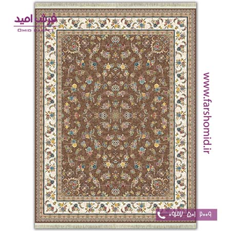 فرش ماشینی 700 شانه 8 رنگ طرح 808 افشان گردویی آرشام