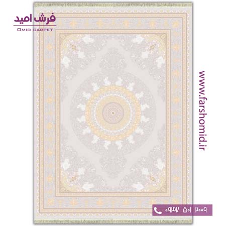 فرش ماشینی 1000 شانه 8 رنگ طرح 102401 کرم طلایی آرشام