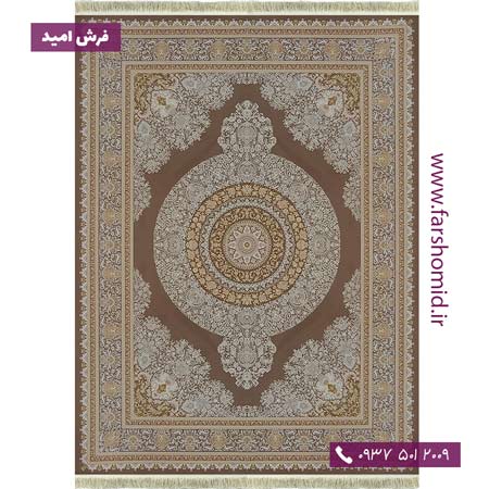 فرش ماشینی 1000 شانه 8 رنگ طرح 102402 کرم شکلاتی آرشام