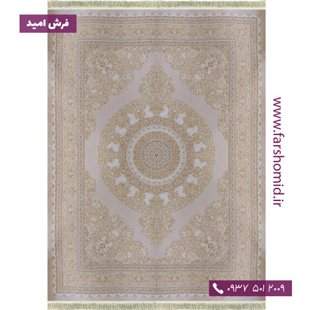 فرش ماشینی 1000 شانه 8 رنگ طرح 102407 کرم طلایی آرشام