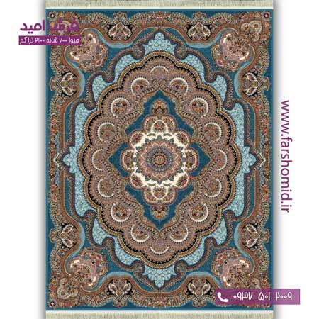 فرش ماشینی 700 شانه BCF باغ ملک آبی فرش هیوا