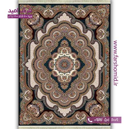 فرش ماشینی 700 شانه BCF باغ ملک سرمه ای فرش هیوا