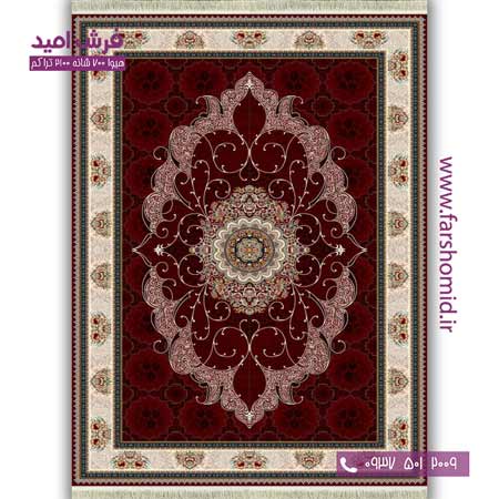 فرش ماشینی 700 شانه BCF چکاوک زرشکی فرش هیوا