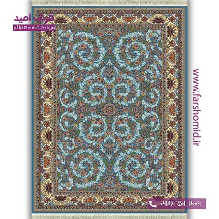 فرش ماشینی 700 شانه BCF افشان شاهان آبی فرش هیوا
