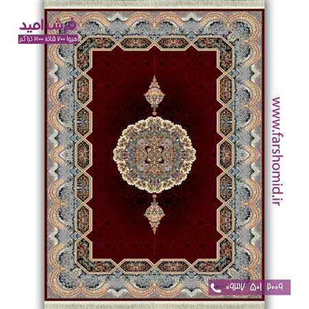 فرش ماشینی 700 شانه BCF هالیدی زرشکی فرش هیوا