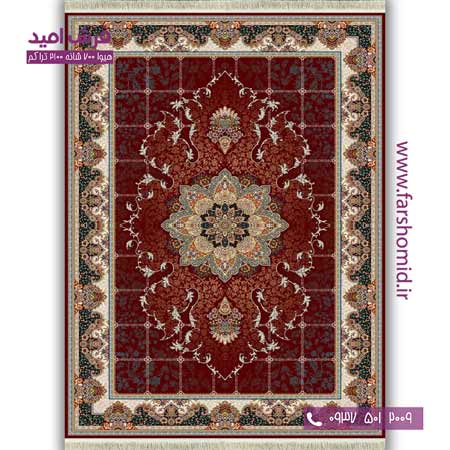 فرش ماشینی 700 شانه BCF هیوا زرشکی فرش هیوا