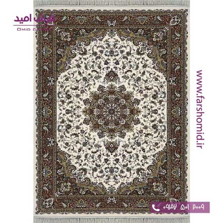 فرش ماشینی 700 شانه 8 رنگ اصل صنم کرم قالی کشمیر