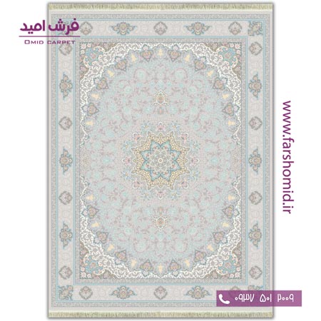 فرش ماشینی 1200 شانه 8 رنگ برجسته اصفهان طرح 20۵01 نقره ای آرشام