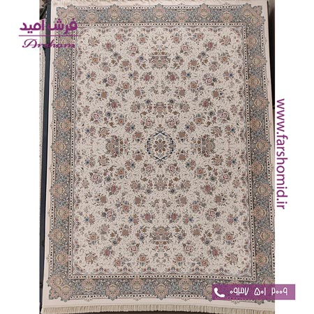 فرش ماشینی 1200 شانه 8 رنگ برجسته افشان ماهور طرح 20۶05 کرم آرشام