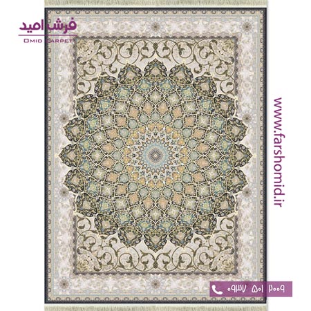 فرش ماشینی 1200 شانه گلبرجسته زیر گنبد زغالی قالی کشمیر