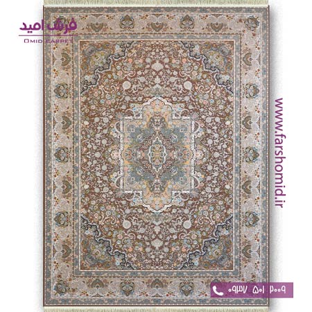 فرش ماشینی 1200 شانه گلبرجسته آرامش نسکافه ای قالی کشمیر